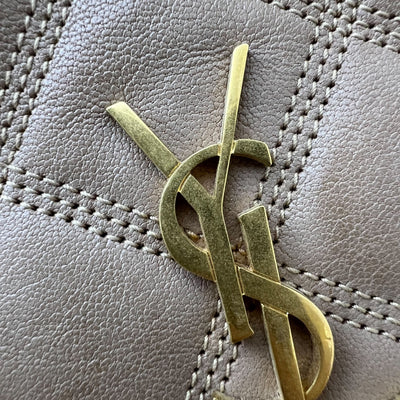 Saint Laurent YSL Mini Becky Double Zip Camera Bag in Beige Quilted Leather and AGHW