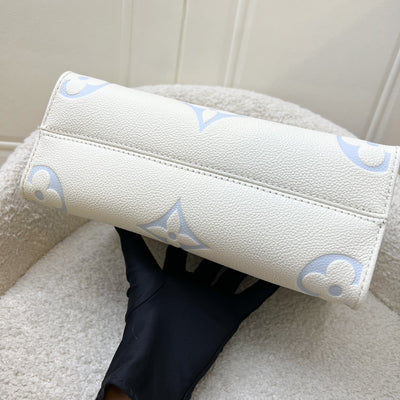 LV Milky Way Onthego PM Tote in Latte and Candy Blue Giant Monogram Empreinte Leather and GHW