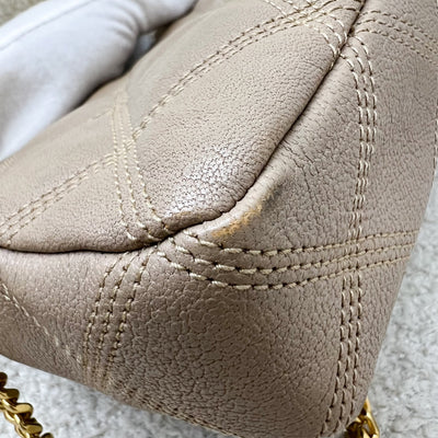 Saint Laurent YSL Mini Becky Double Zip Camera Bag in Beige Quilted Leather and AGHW