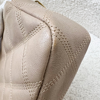 Saint Laurent YSL Mini Becky Double Zip Camera Bag in Beige Quilted Leather and AGHW