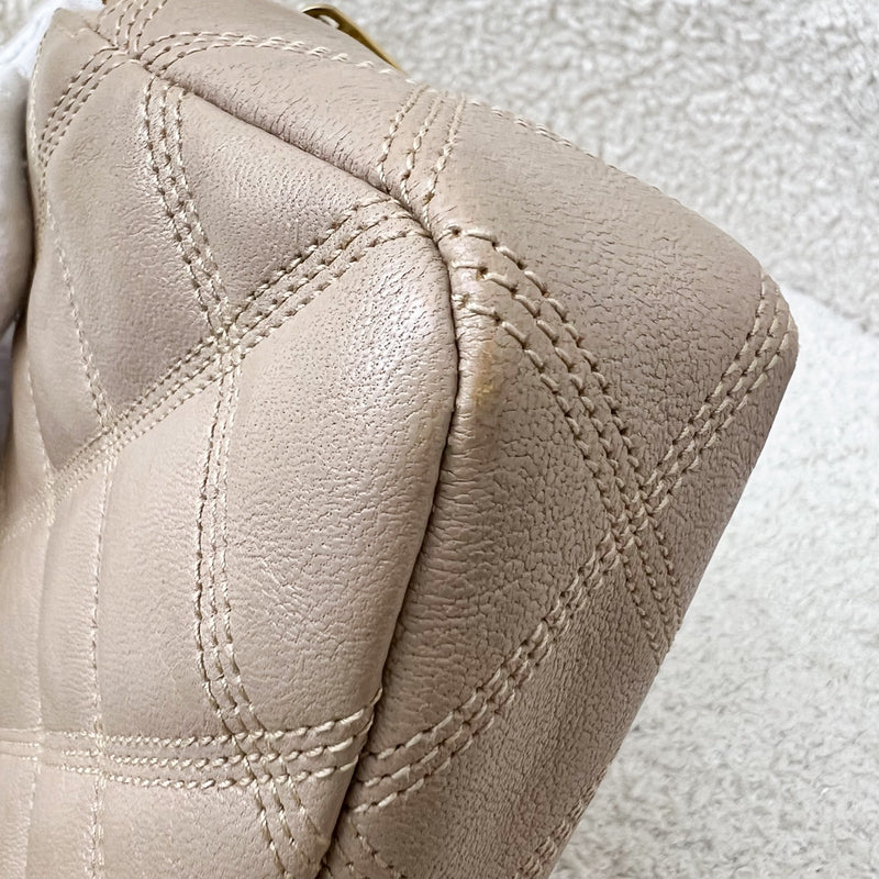 Saint Laurent YSL Mini Becky Double Zip Camera Bag in Beige Quilted Leather and AGHW