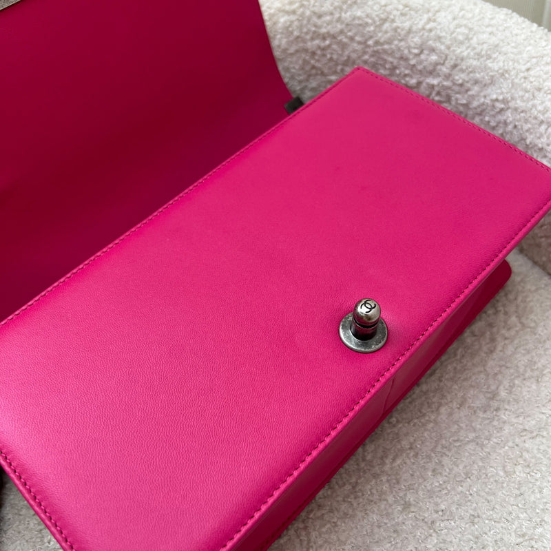 Chanel Medium 25cm Boy Flap in Hot Pink Lambskin and RHW