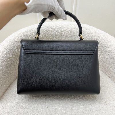 Celine Teen Nino Top Handle Bag in Black Grained Calfskin and GHW