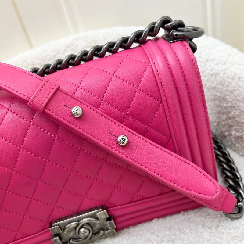 Chanel Medium 25cm Boy Flap in Hot Pink Lambskin and RHW