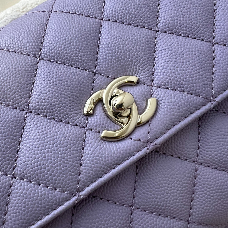 Chanel Small (24cm) Coco Handle in 24P Lilac Caviar and LGHW (Model: A92990)