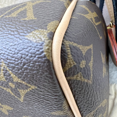 LV Speedy Bandouliere 20 in Monogram Canvas and Black Patterned Strap (Model: M46234)