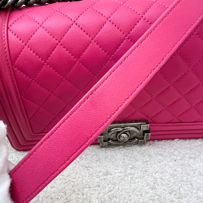 Chanel Medium 25cm Boy Flap in Hot Pink Lambskin and RHW