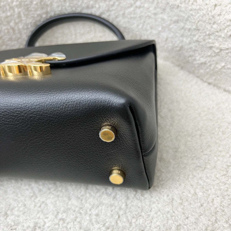 Celine Teen Nino Top Handle Bag in Black Grained Calfskin and GHW