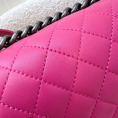 Chanel Medium 25cm Boy Flap in Hot Pink Lambskin and RHW