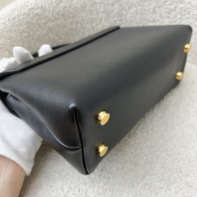 Celine Teen Nino Top Handle Bag in Black Grained Calfskin and GHW