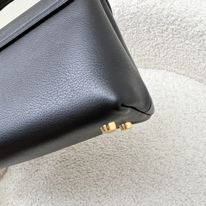 Celine Teen Nino Top Handle Bag in Black Grained Calfskin and GHW