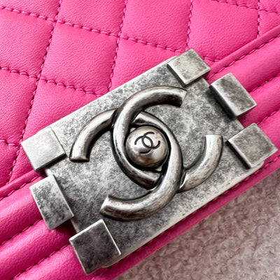 Chanel Medium 25cm Boy Flap in Hot Pink Lambskin and RHW