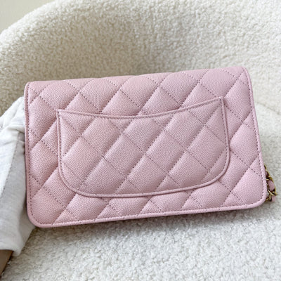 Chanel Classic Wallet on Chain WOC in 22B Pink Caviar LGHW