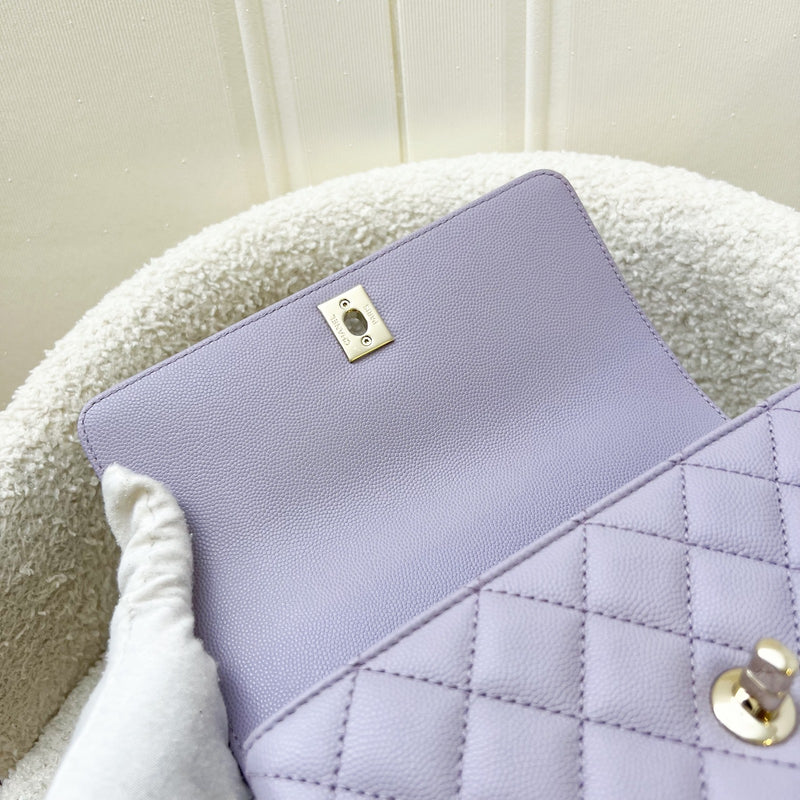 Chanel Small (24cm) Coco Handle in 24P Lilac Caviar and LGHW (Model: A92990)