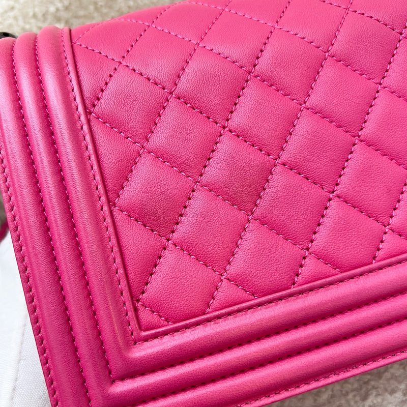 Chanel Medium 25cm Boy Flap in Hot Pink Lambskin and RHW