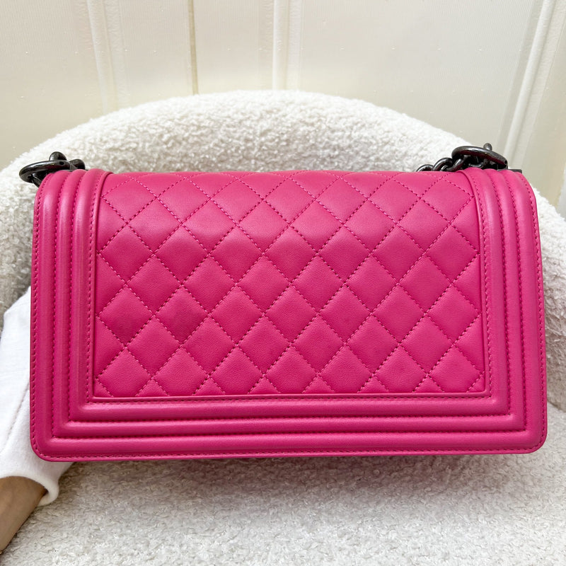 Chanel Medium 25cm Boy Flap in Hot Pink Lambskin and RHW