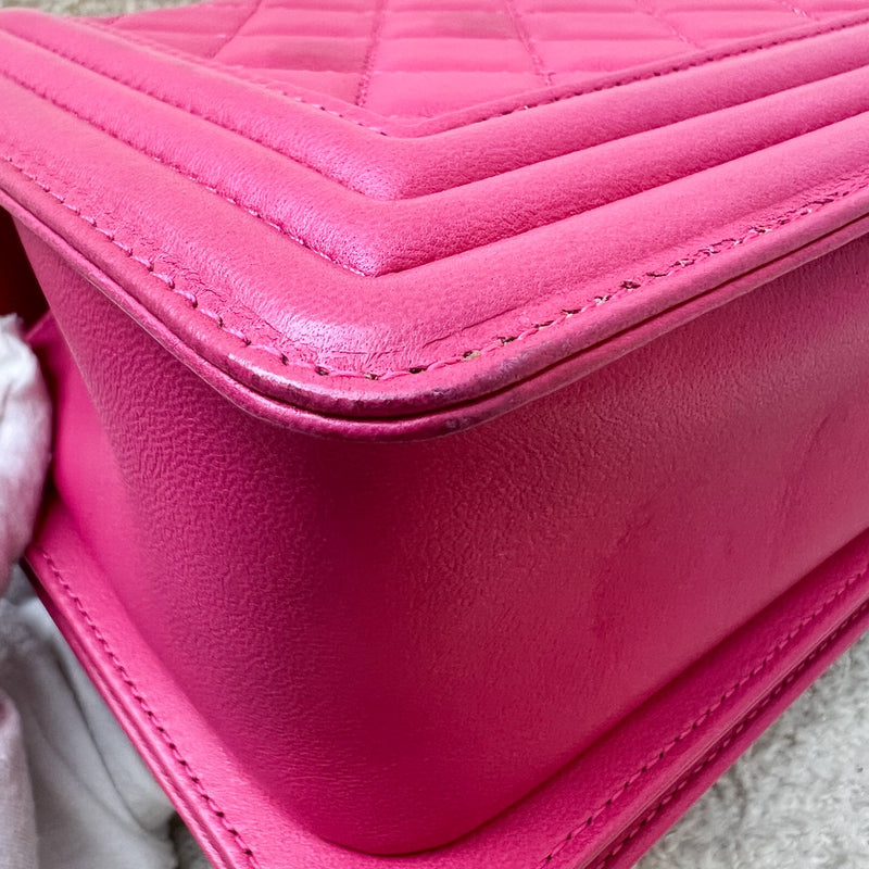 Chanel Medium 25cm Boy Flap in Hot Pink Lambskin and RHW