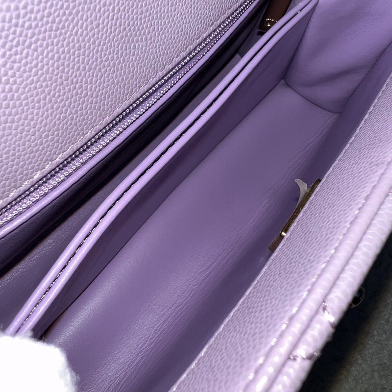 Chanel Small (24cm) Coco Handle in 24P Lilac Caviar and LGHW (Model: A92990)