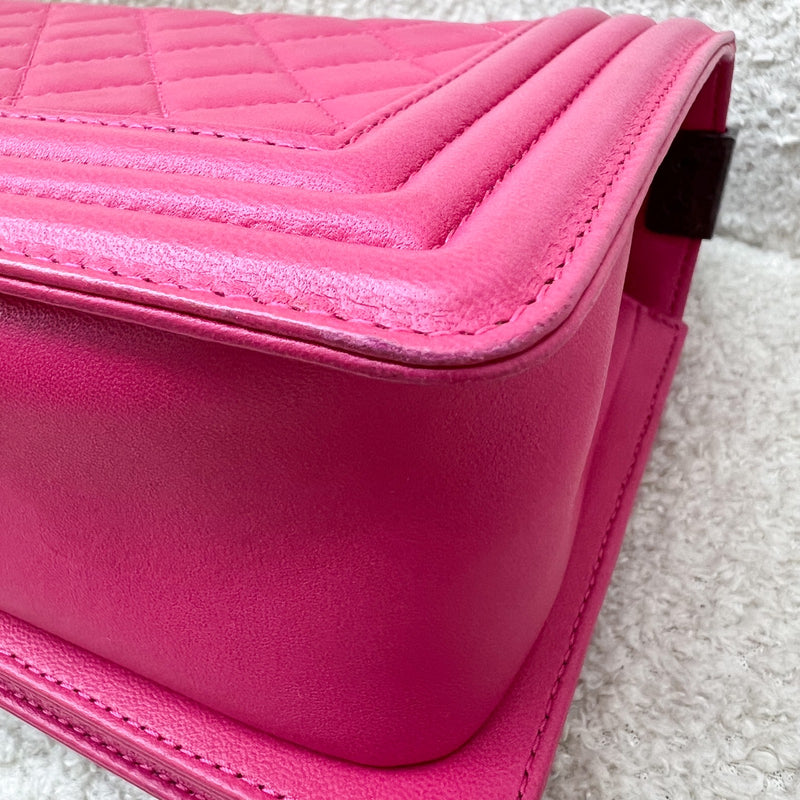 Chanel Medium 25cm Boy Flap in Hot Pink Lambskin and RHW