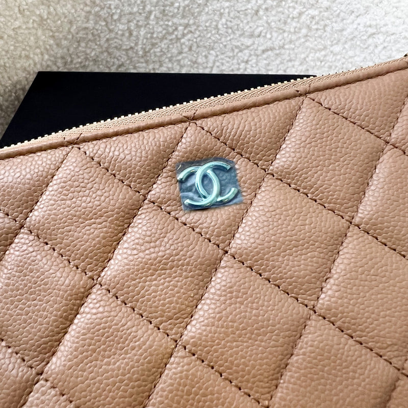 Chanel Mini O-Case / Pouch in 23B Caramel Caviar and LGHW