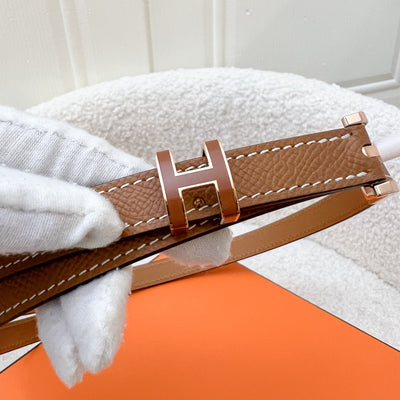 Hermes Pop H Belt in Gold Epsom Leather GHW Sz 75