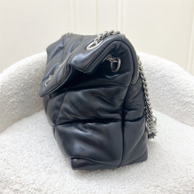 Saint Laurent YSL Small Puffer Flap Bag in Black Lambskin and RHW