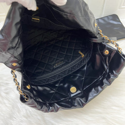 Chanel 22 Small Hobo Bag in Black Shiny Calfskin and AGHW