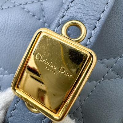 Dior Small Caro Flap Bag in Cloud Blue Grained Calfskin and GHW
