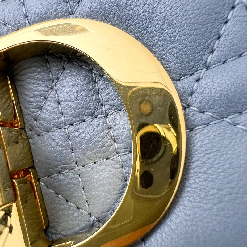 Dior Small Caro Flap Bag in Cloud Blue Grained Calfskin and GHW