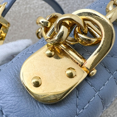 Dior Small Caro Flap Bag in Cloud Blue Grained Calfskin and GHW