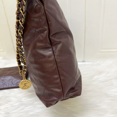 Chanel 22 Small Hobo Handbag in 23A Dark Chocolate Brown Calfskin and AGHW