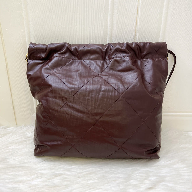 Chanel 22 Small Hobo Handbag in 23A Dark Chocolate Brown Calfskin and AGHW