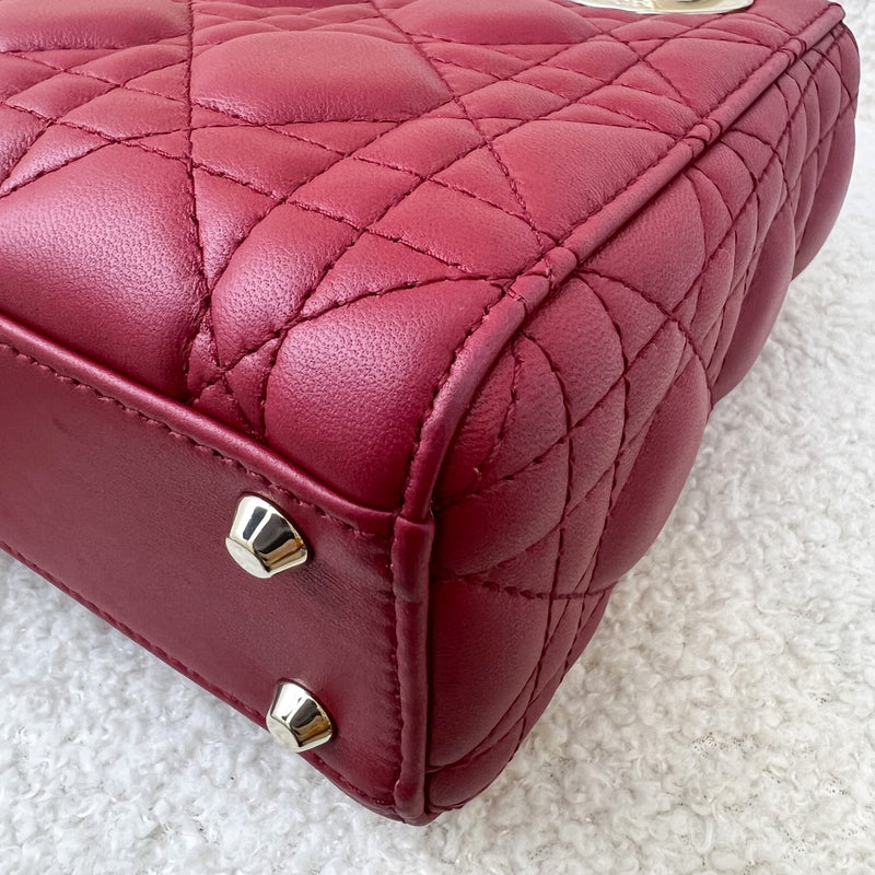 Dior Mini Lady Dior in Raspberry Red Lambskin and LGHW