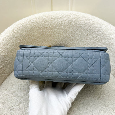 Dior Small Caro Flap Bag in Cloud Blue Grained Calfskin and GHW