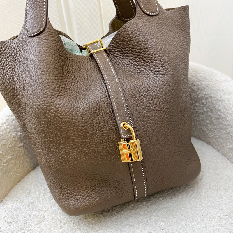 Hermes Picotin 22 in Etoupe Clemence Leather and GHW