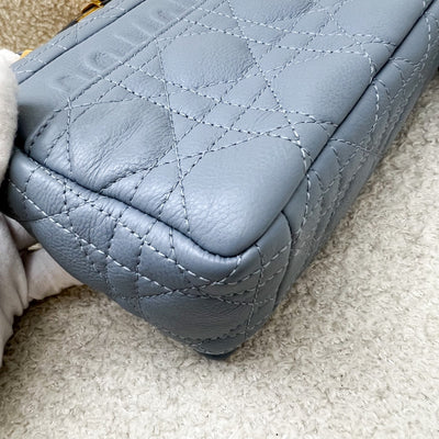 Dior Small Caro Flap Bag in Cloud Blue Grained Calfskin and GHW