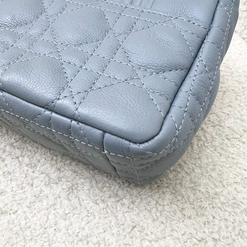 Dior Small Caro Flap Bag in Cloud Blue Grained Calfskin and GHW
