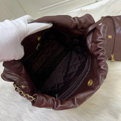 Chanel 22 Small Hobo Handbag in 23A Dark Chocolate Brown Calfskin and AGHW