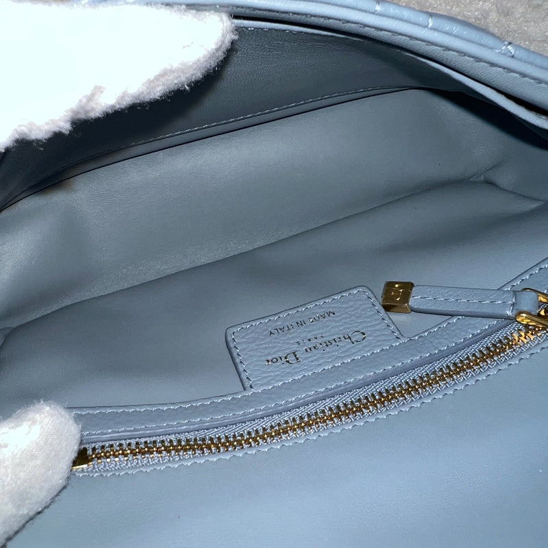 Dior Small Caro Flap Bag in Cloud Blue Grained Calfskin and GHW