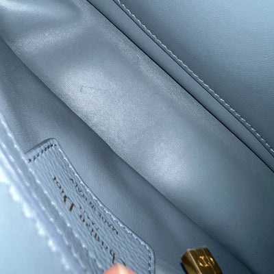 Dior Small Caro Flap Bag in Cloud Blue Grained Calfskin and GHW