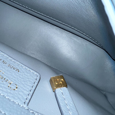 Dior Small Caro Flap Bag in Cloud Blue Grained Calfskin and GHW