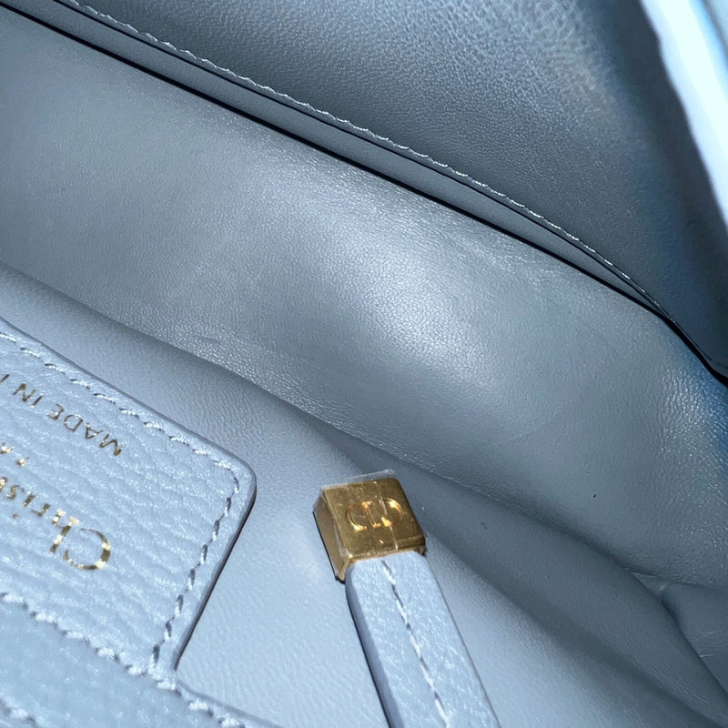 Dior Small Caro Flap Bag in Cloud Blue Grained Calfskin and GHW