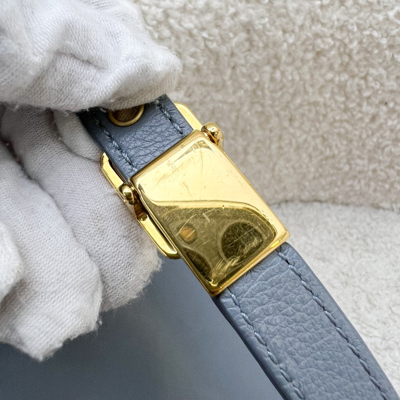 Dior Small Caro Flap Bag in Cloud Blue Grained Calfskin and GHW