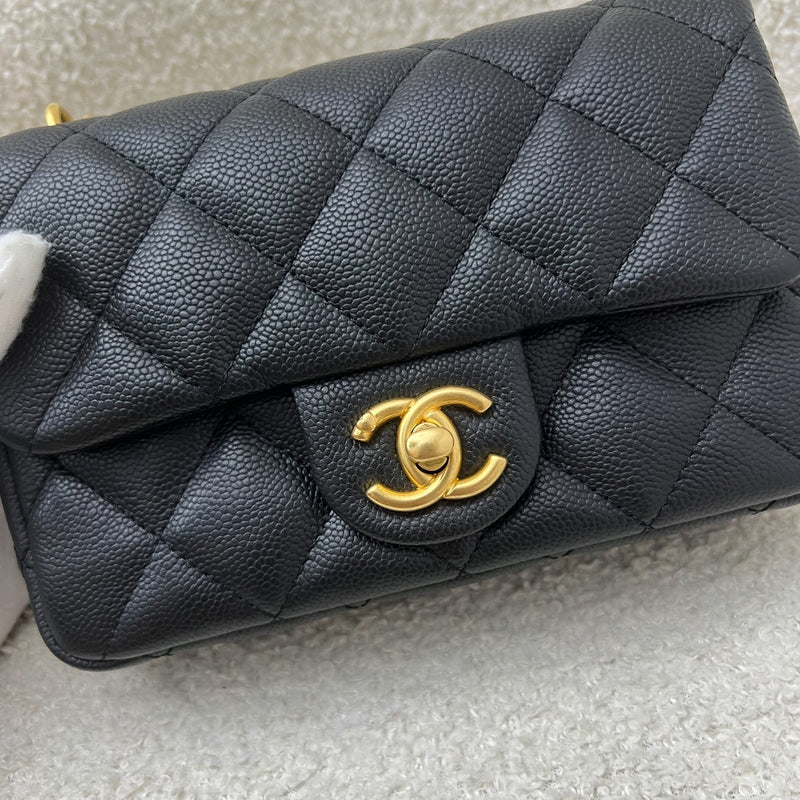 Chanel 23P Heart Adjustable Chain Mini 19cm Flap Bag in Black Caviar and AGHW