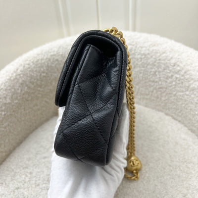 Chanel 23P Heart Adjustable Chain Mini 19cm Flap Bag in Black Caviar and AGHW