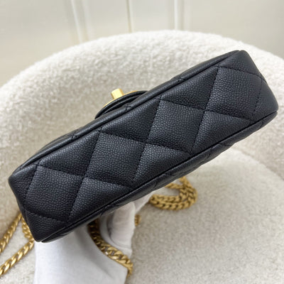 Chanel 23P Heart Adjustable Chain Mini 19cm Flap Bag in Black Caviar and AGHW