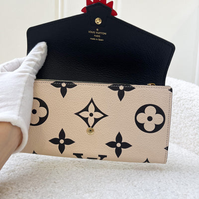 LV Crafty Sarah Long Wallet in Creme / Noir Empreinte Leather and GHW