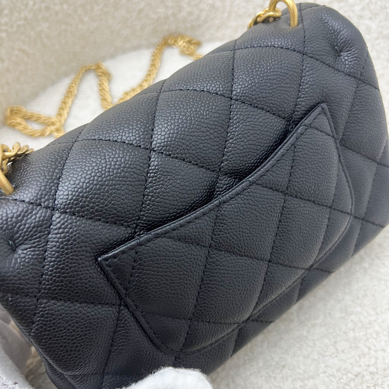 Chanel 23P Heart Adjustable Chain Mini 19cm Flap Bag in Black Caviar and AGHW