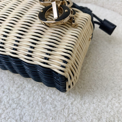 Dior Lady D-Joy Micro Bag in Natural Wicker and Blue Dior Oblique Jacquard LGHW