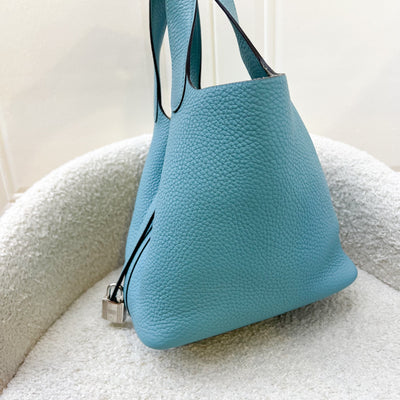 Hermes Picotin 18 in Blue / Green (Likely Bleu Paon) Clemence Leather and PHW